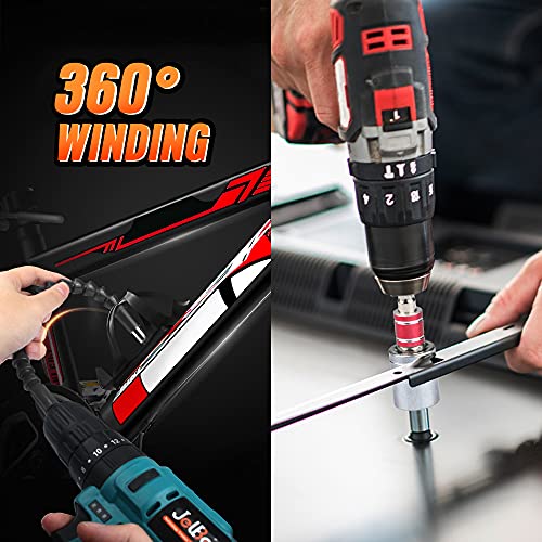 JelBo 11.8 Inch Flexible Shaft Extension Bits, Impact Driver Socket Adapter, 1/4 Hex Shank Magnetic Screwdriver Bit Holder Connect Link, Drill Socket Adapter for Power Drill.