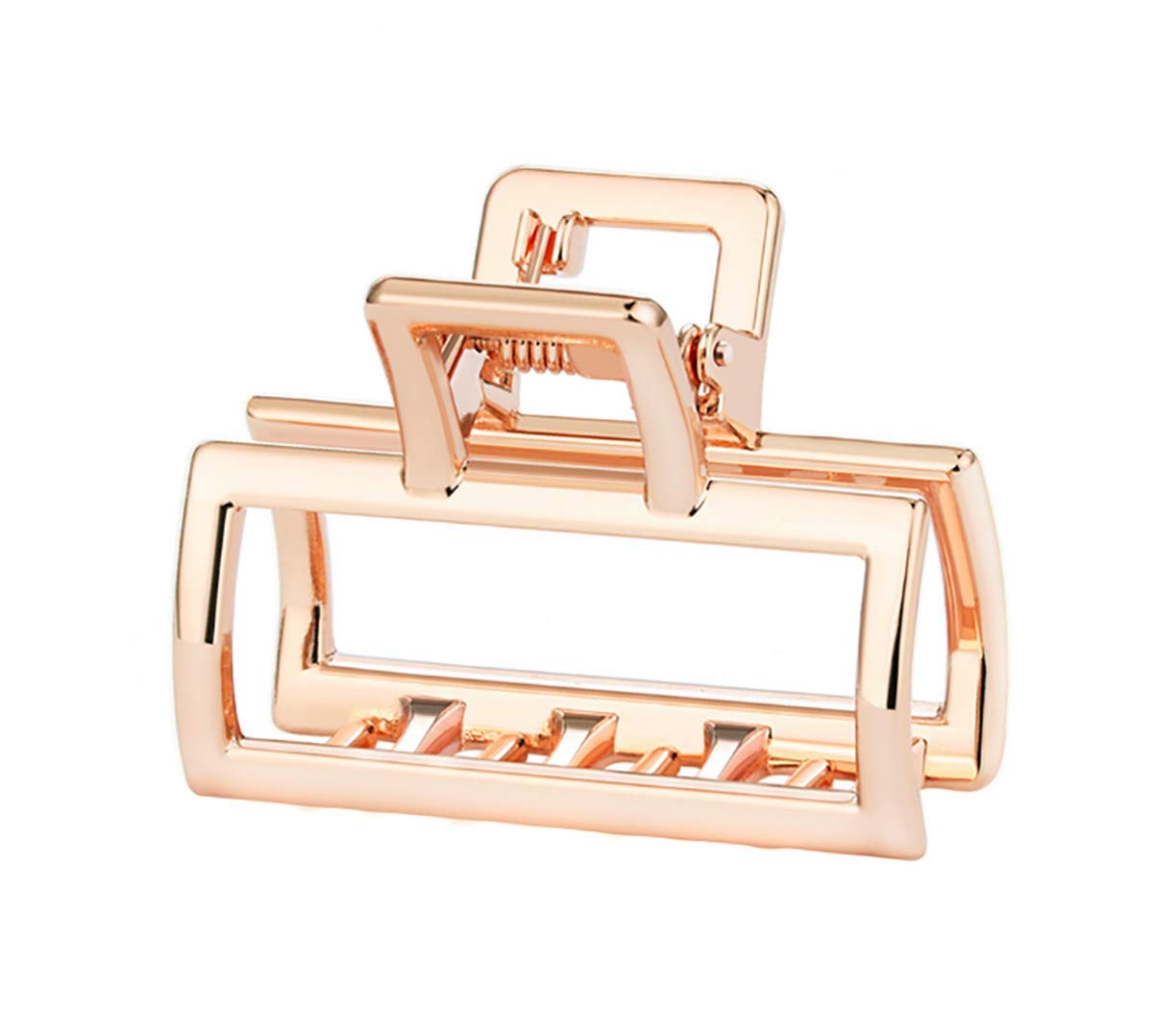 Fodattm 2PCS Girls Women Small Vintage Metal Rectangle Hair Jaw Clips Hair Clamp Ponytail Holder Hair Claw Hairpin Accessories (Rose gold)
