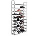 Homdox 10 Tiers Shoe Rack Fabric Shoe Tower Organizer Super Space Saving Shoe Cabinet Entryway Closet Stackable Shelves, Black