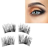 Auwer New Ultra-thin 0.4mm Magnetic Eye Lashes 3D Fiber Reusable False Magnet Eyelashes Extension Fake Eye Lashes Voluminous Makeup (A)