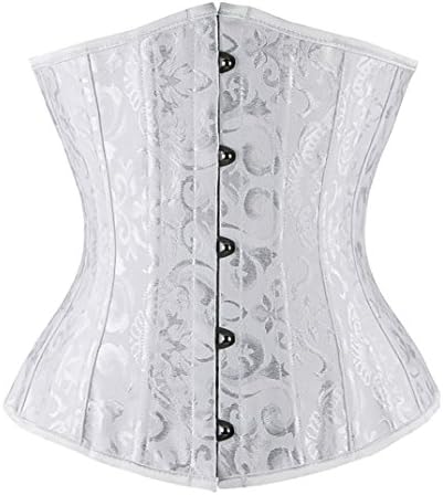 YISABELL Women's Double Heavy Spiral Steel Boned Underbust Waist Cincher Corset Lingerie (X-Large(US SIZE 10-12), White 8)