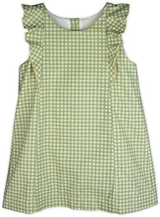 Coral Forest Little Girls' Printed Gingham Ruffle Shift Dress In Green Size 6