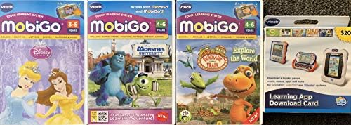 MobiGo Vtech Touch Learning System Bundle Includes: 3X Games - Disney Princess, Dinosaur Train, Monsters University & $20 Download Card (Bundle Three)