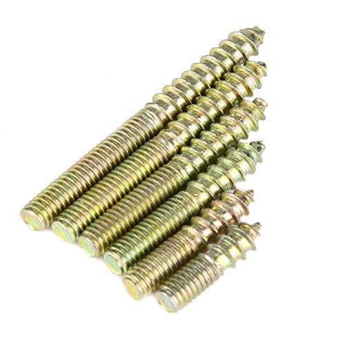 110pcs M4 Dowel Screws Double Ended Hanger Bolts for Furniture Assembly Zinc Plated Tapping Thread Fixing Screws, Wood Joinery Fasteners, DIY Cabinet Hardware