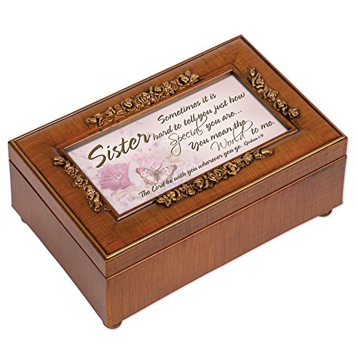 Sister Inspirational Decorative Rose Music Box - Plays Amazing Grace