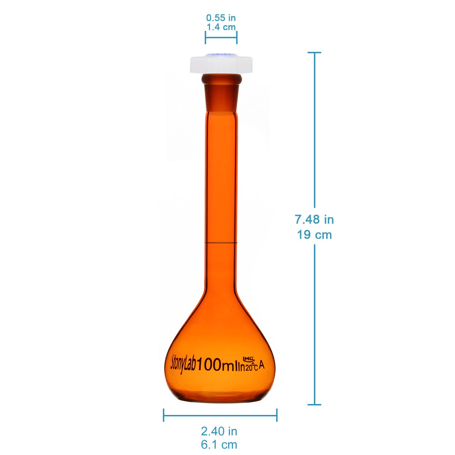 Testing Flask Amazon Mua stonylab Glass Volumetric Flask, Class A Amber Volumetric Flask ...