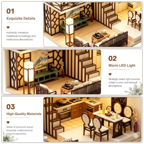 Home Miniature DIY CUTEROOM, Mini Pink House, 3D Wooden Craft Kit for Adults and Teens