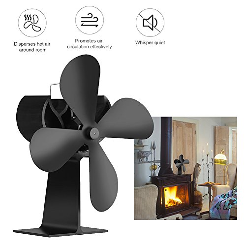 4 Blades Heat Powered Stove Fan Non Electric Wood Burning Stove Fan Blower - Eco Friendly & Quiet - Thumbnail 2