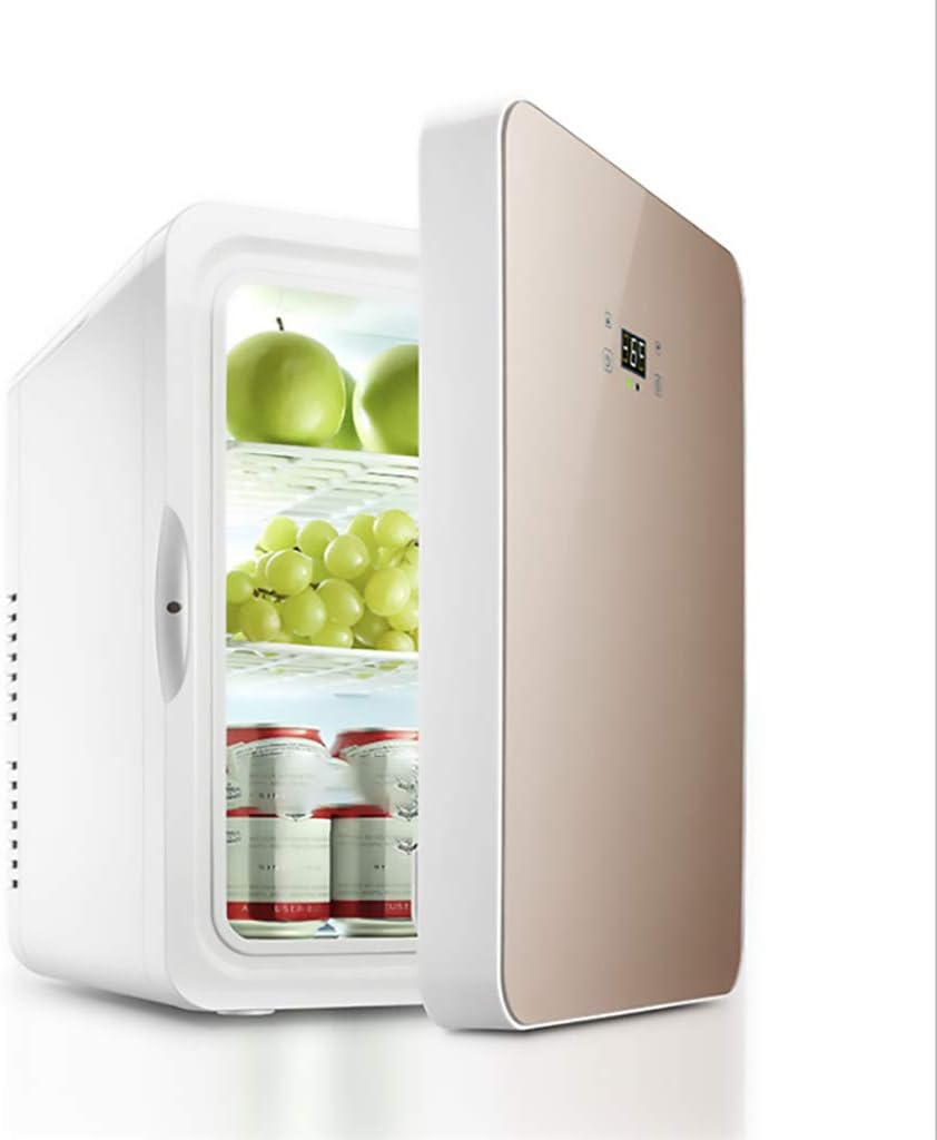 YYDGQ Mini Fridge Cooler and Warmer Low Noise Mini Refrigerator for Car Compact, Portable Quiet Super Quiet In-Vehicle Freezer for Car Bedroom, Office 22L12 / 220V-gold
