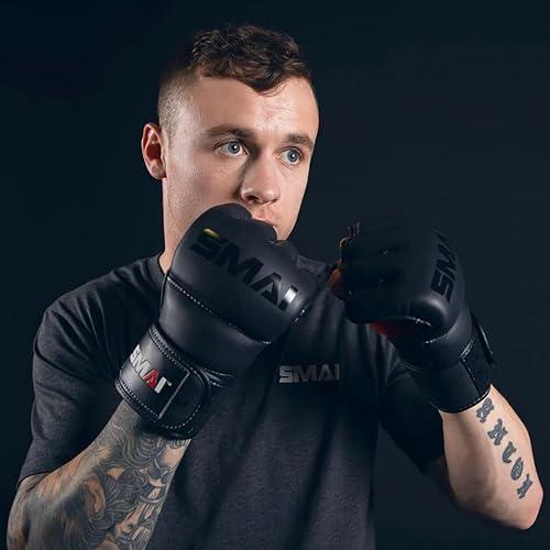 SMAI Elite85 Leather MMA Grappling Gloves Competition Carbon