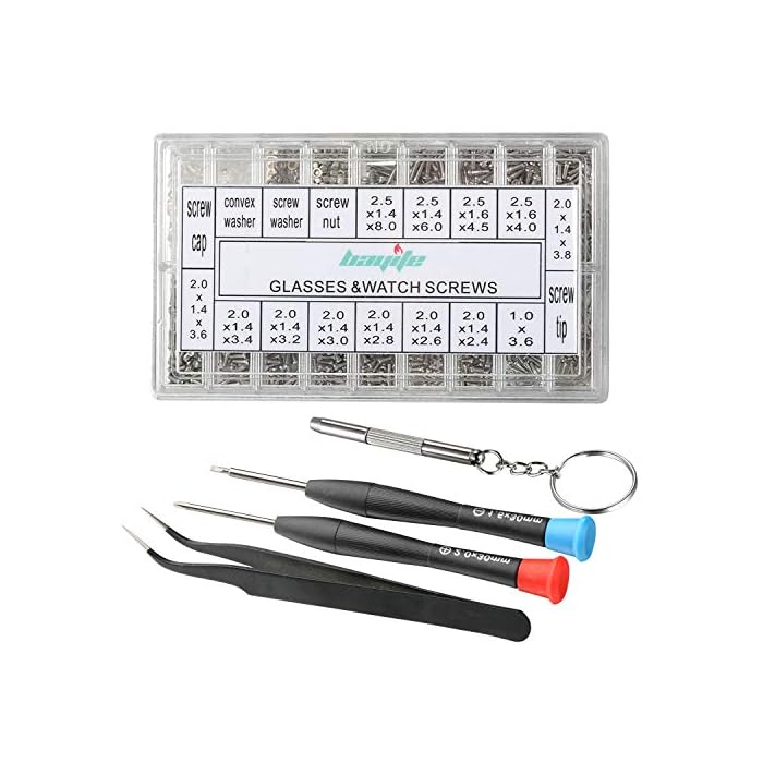 bayite Eyeglass Sunglass Repair Kit with Screws Assorted Tweezers Screwdriver Nuts Stainless Steel Screws Tool for Watch…