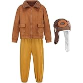 GZ-LAOPAITOU Aviator Costume Pilot Costume for Kids Flight Jacket Pants with Hat Scarf