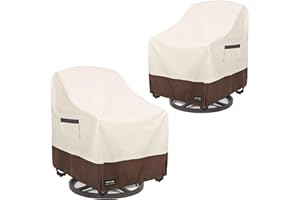 UNARK Outdoor Swivel Chair Covers Waterproof 2 Pack, Outdoor Chair Covers Patio Furniture Cover for Deck Patio Swivel Chair Heavy Duty, 30 W x 34 D x 36 H inches Beige and Brown