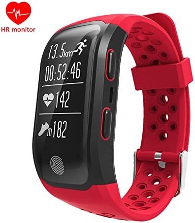 YAMANY GPS Track Record Smart Band Bluetooth Smartband Heart Rate Sleep Monitor Pedometer Sport IP68 Waterproof Smart Watch Fitness Tracker Bracelet for iphone Andriod for women, men (Red)