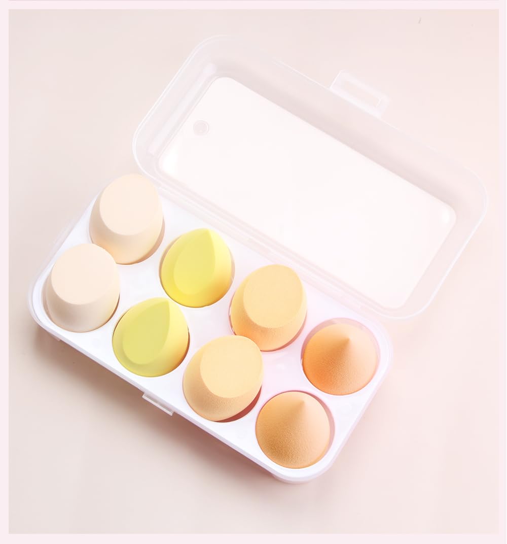 8 PACK Makeup Sponges, Latex Free Wet and Dry Makeup Sponge Makeup Beauty Blenders Wet and Dry Makeup Sponge (Yellow)