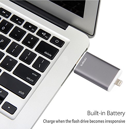 Omars Apple MFI Certified 16GB USB Flash Drive with Lightning Connector, Space Gray (3312707)