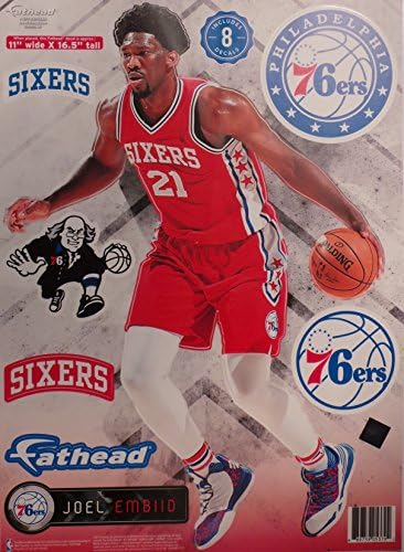 Joel Embiid FATHEAD Philadelphia 76ers Logo Set Official NBA Vinyl Wall Graphics 17" INCH