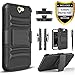 HTC One A9 Case, Combo Rugged Shell Cover Holster with Built-in Kickstand and Holster Locking Belt Clip + Circle(TM) Stylus Touch Screen Pen And Screen Protector - Black