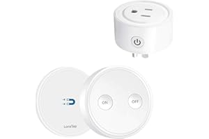 LoraTap Mini Remote Control Outlet Plug Adapter, 656ft Range Wireless Light Switch for Household Appliances, No Hub Required, 10A/1100W, White
