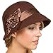Sakkas Marilyn Vintage Style Wool Cloche Bucket Winter Hat with Satin Flower