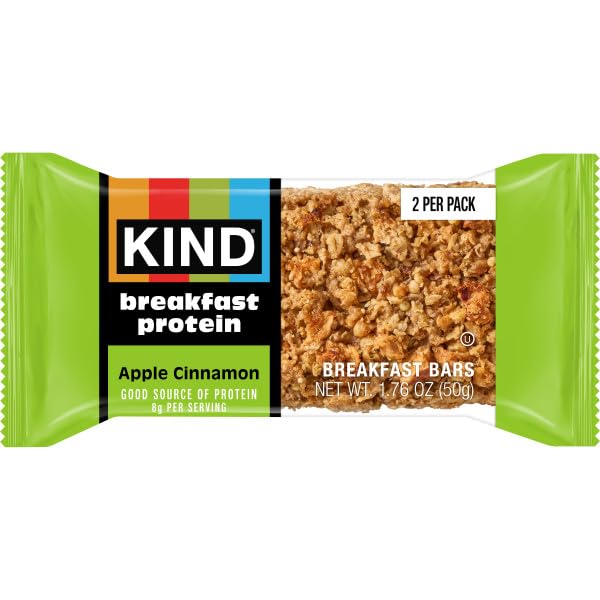 KIND BREAKFAST PROTEIN BARS, APPLE CINNAMON, GLUTEN FREE, LOW SODIUM, HEALTHY SNACKS, 8G PROTEIN, 12 COUNT (12 PACKS OF 2 BARS)