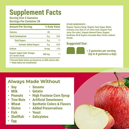 Hyland's Organic Apple Cider Vinegar Blast Gummies, Digestive Health Support, 60 Vegan ACV Gummies (30 Days)