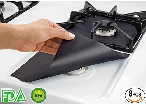 Gas Stove Burner Covers 8 packs, Reusable Cuttable Stove Protector Burner Cover - Stovetop Protector Liner Cover With FDA approved, Easy to Clean, Non-Stick, Heat-resistant Molop 10.6" x 10.6“