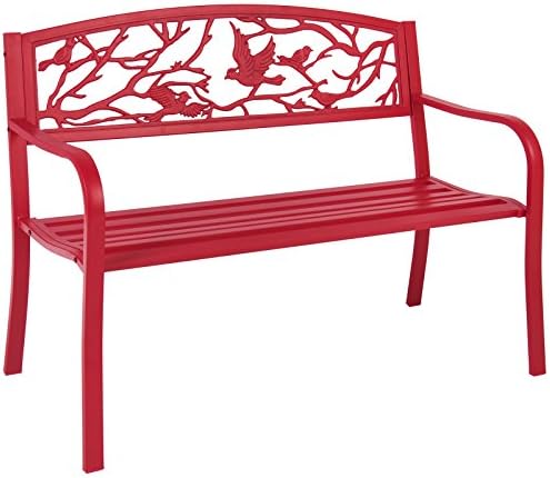 LTL Shop Rose Red Steel Bench Garden Outdoor Patio