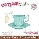 CottageCutz Die Cuts with Foam, 4 by 4-Inch, Teacup with Saucer and Tea Bag Made Easy