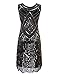 PrettyGuide Women's Elegant 1920s Sequin Beaded Double Side Scalloped Hem Flapper Dress L Gold
