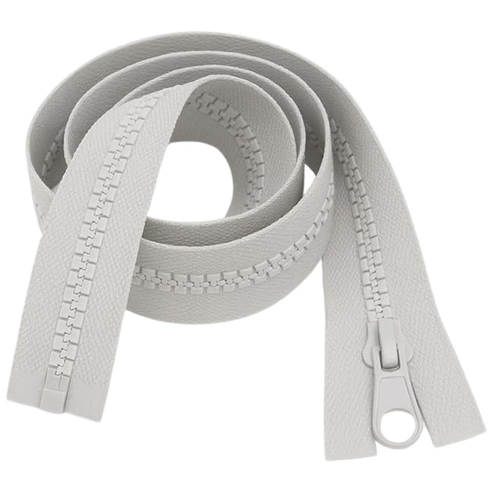 Heavy-Duty Chunky Zip - Light Grey 34" (85cm) - Open Ended & Separating Style, Strong #5 Teeth - Replacement Zipper Perfect for Large Bags, Upholstery, Coats & Outerwear by Giddy Square