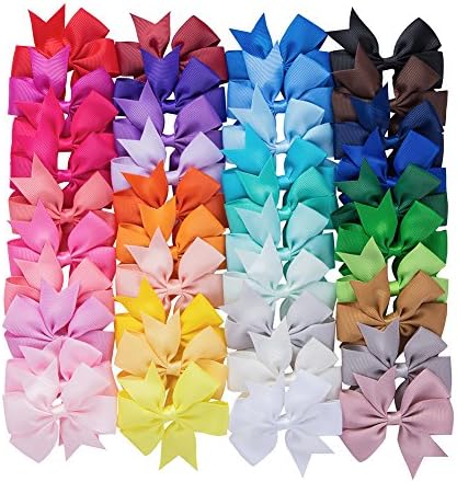 40 Colors 3" Hair Bows Clips Ribbon Bowknot Clip for Baby Girls Teens Toddlers