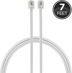 Power Gear Telephone Line Cord, 7 Feet, Phone Cord, Modular Jack Ends, Works for Phone, Modem or Fax Machine, for Use in Home or Office, White, 76581