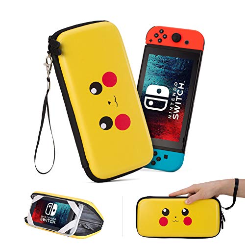 Jingdu Carrying Case Compatible with Nintendo Switch - Protective Hard Shell Portable Travel and Storage Carry Case Bag for Nintendo Switch Console & Accessories (Pikachu)