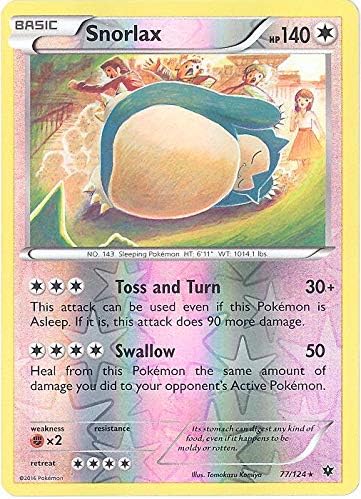 Amazon Com Pokemon Snorlax 77 124 Xy Fates Collide Reverse Holo Toys Games