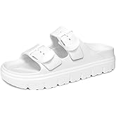 Haifago Womens Platform Sandals with Arch Support, Summer Beach Slides with Adjustable Buckle, Comfort Lightweight Chunky Cushion Slip on Sandal