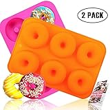 HEHALI Silicone Donut Pan, 2pcs Non-Stick Mold, Silicone Donut Mold for 6 Full-Size Donuts, Bagels and More