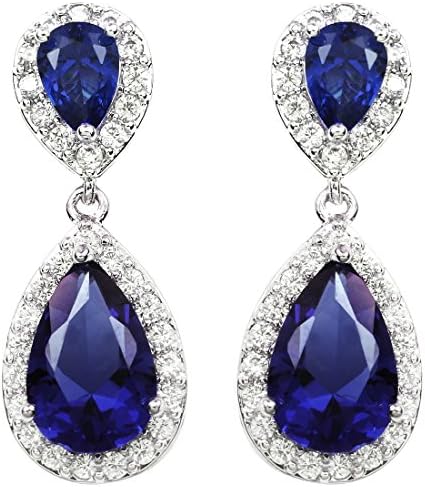 FC Jory White Gold GP CZ Multi-Color Crystal Dangle Drop Clip on Earrings