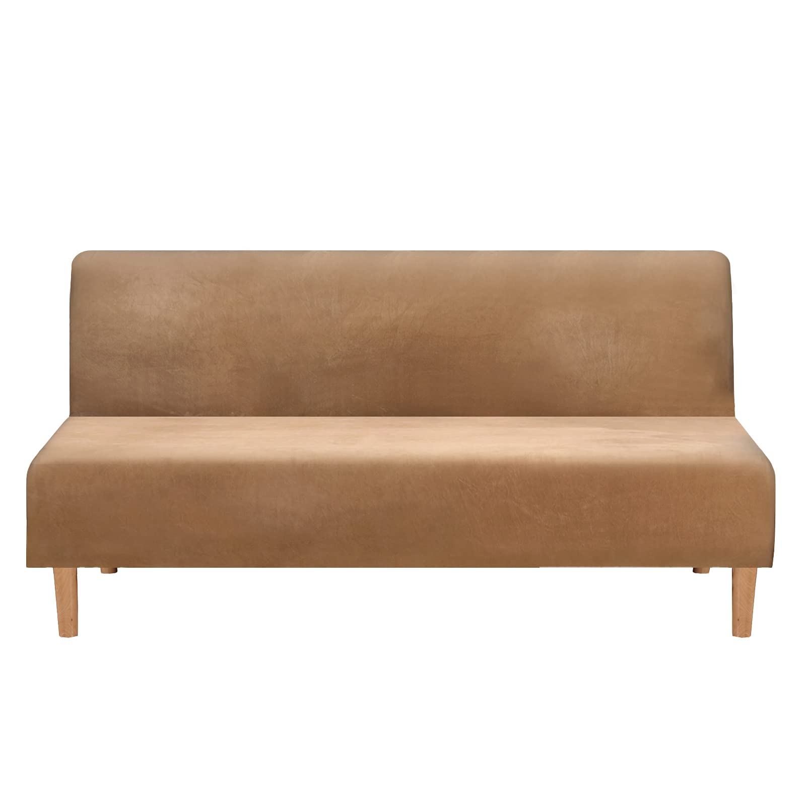 Mingfuxin Armless Sofa Bed Covers, Stretch Velvet Futon Couch Cover Thick Soft Cozy Sofa Bed Slipcover Furniture Protector Armless Folding Sofa Bed (Thick Velvet | Similar Leather) — image 1