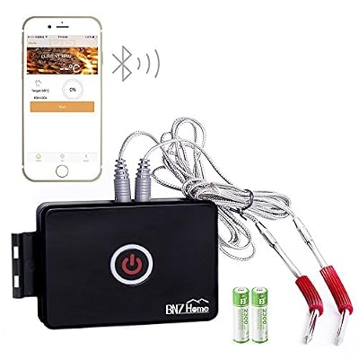 BNZHome Wireless Digital Kitchen Cooking Food Meat Thermometer 2 Probes Bluetooth w/ Timer and APP for iOS and Android for Grill,BBQ,Oven,and Boiling.(Black)