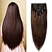 MY-LADY Double Weft 100% Remy Human Hair Clip in Extensions #2 Dark Brown 10''-22'' Grade 7A Quality Full Head Thick Thickened Long Short Straight 8pcs 18clips for Women Fashion 12