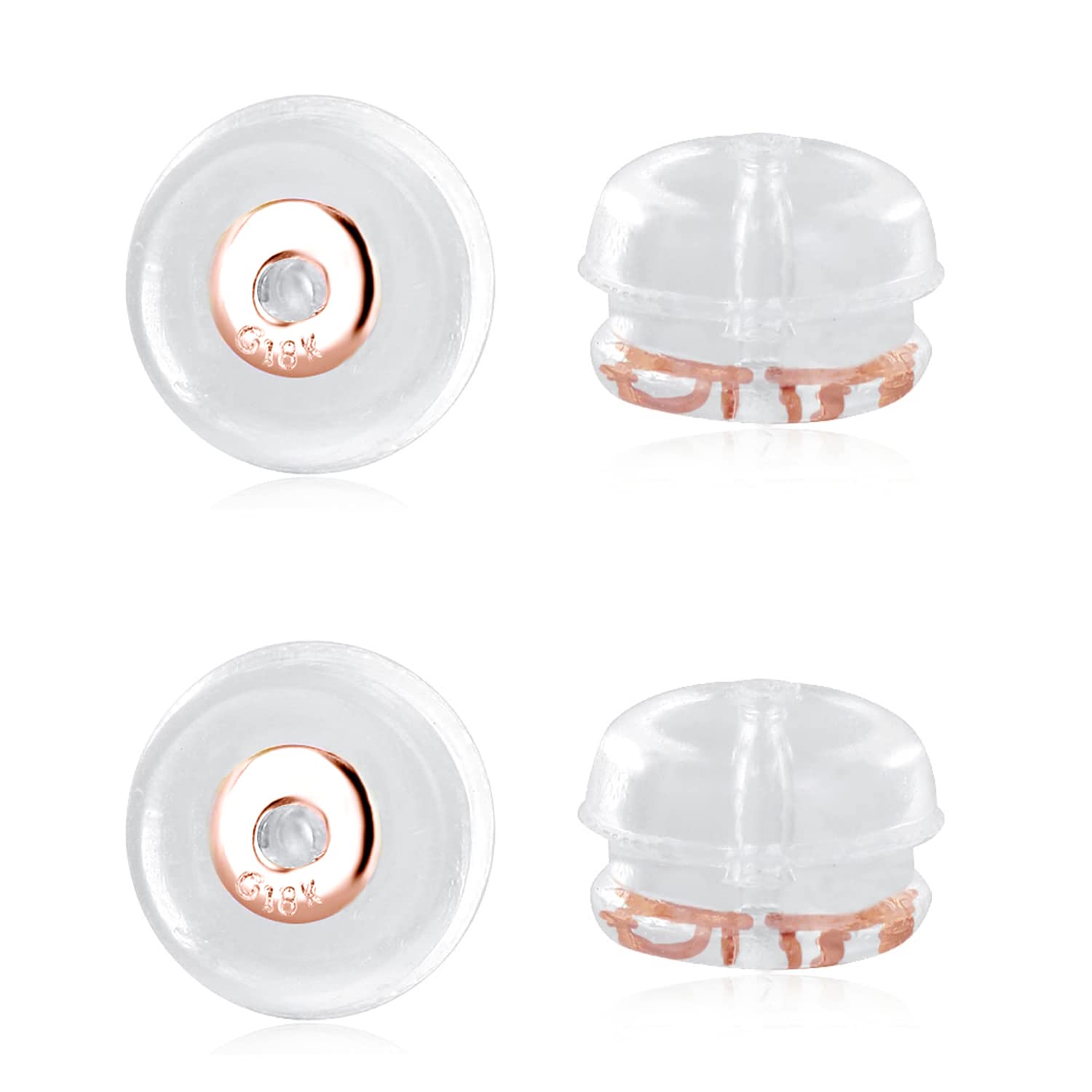 Decentraland 18K Rose Gold Clear Soft Silicone Earring Backs for Studs Rubber Hypoallergenic Ear Safety for Studs 2 Pairs