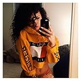 Huiyuzhi Girls Fashion Printing Round Neck Crop Top Sweatshirt Jumper