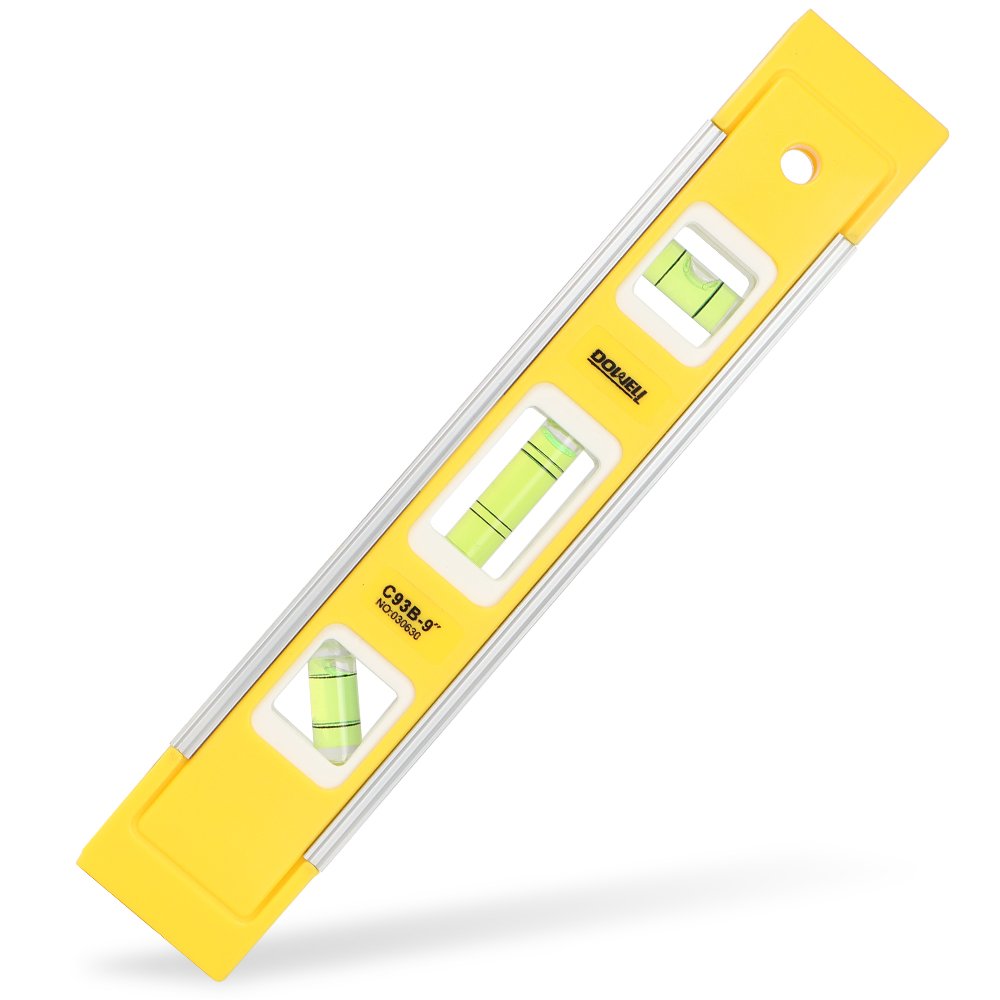 DOWELL 9 Inch Magnetic Box Level Torpedo Level,3 Different Bubbles/45°/90°/180°Measuring Shock Resistant Torpedo Level