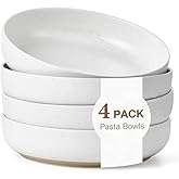 Gencywe 8.3" Pasta Bowls Set of 4, 34 oz Ceramic Salad Bowls, White Serving Plate, Wide and Shallow Bowl for for Fruits, Noodle, Dinner, Housewarming Wedding Christmas Dishwasher and Microwave Safe