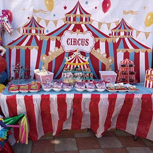 Allenjoy 8x6ft Red Circus Backdrop Carnival Carousel Big Top Tent