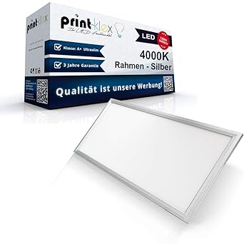 LED Panel Ultraslim 30x120cm Deckenleuchte Lampe Flächenleuchte 4000K-Neutralweiß 40W 3600 LM Silber Rahmen - Office Plus Ser