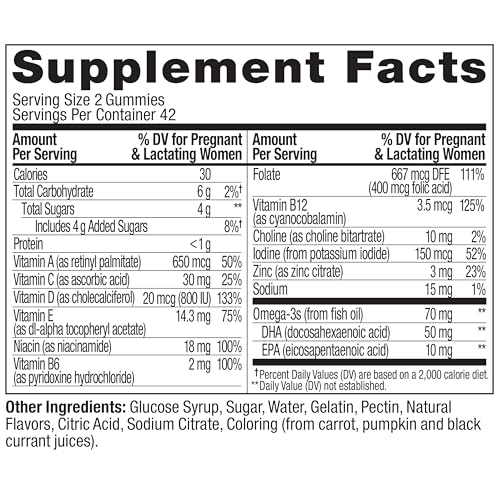 OLLY ESSENTIAL PRENATAL GUMMY MULTIVITAMIN, FOLIC ACID, VITAMIN D, OMEGA 3 DHA, SUPPORTS HEALTHY GROWTH AND BRAIN DEVELOPMENT, CITRUS BERRY – 84 COUNT