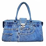 BDJ Classic Blue Denim Jean Doctor Style with Hand Stitching Edge Women Handbag
