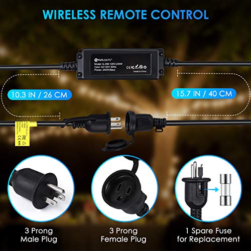 Outdoor Dimmer, 240W String Light Dimmer, Wireless RF Smart Plugin